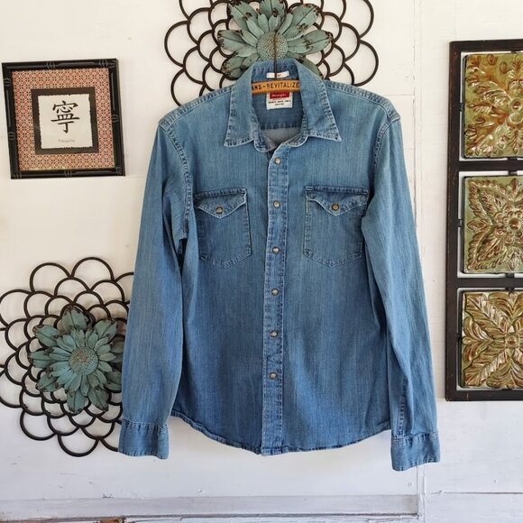 Led Zeppelin ZOSO Wrangler Indigo Shirt  with Hand embroidery oversized M - Picture 13 of 13